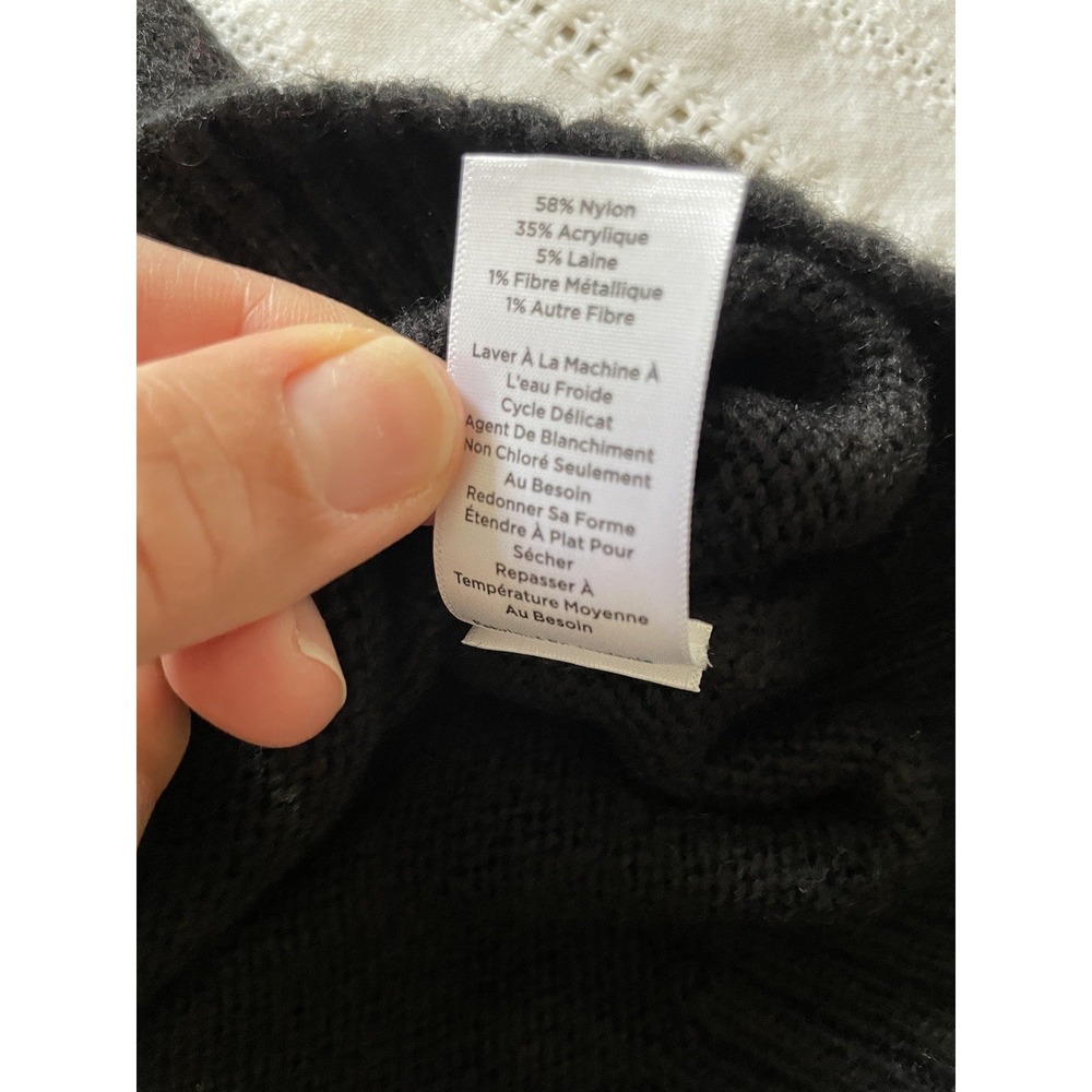 Talbots NWT Fair Isle Fuzzy Long Sleeve Black White Sweater. Size Medium.‎ - Picture 8 of 11